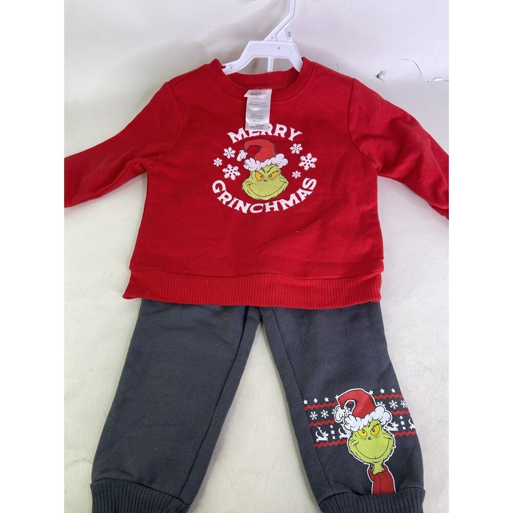 Dr. Seuss The Grinch Merry Christmas Shirt Top Pants Outfit Set Boys 18 Months
